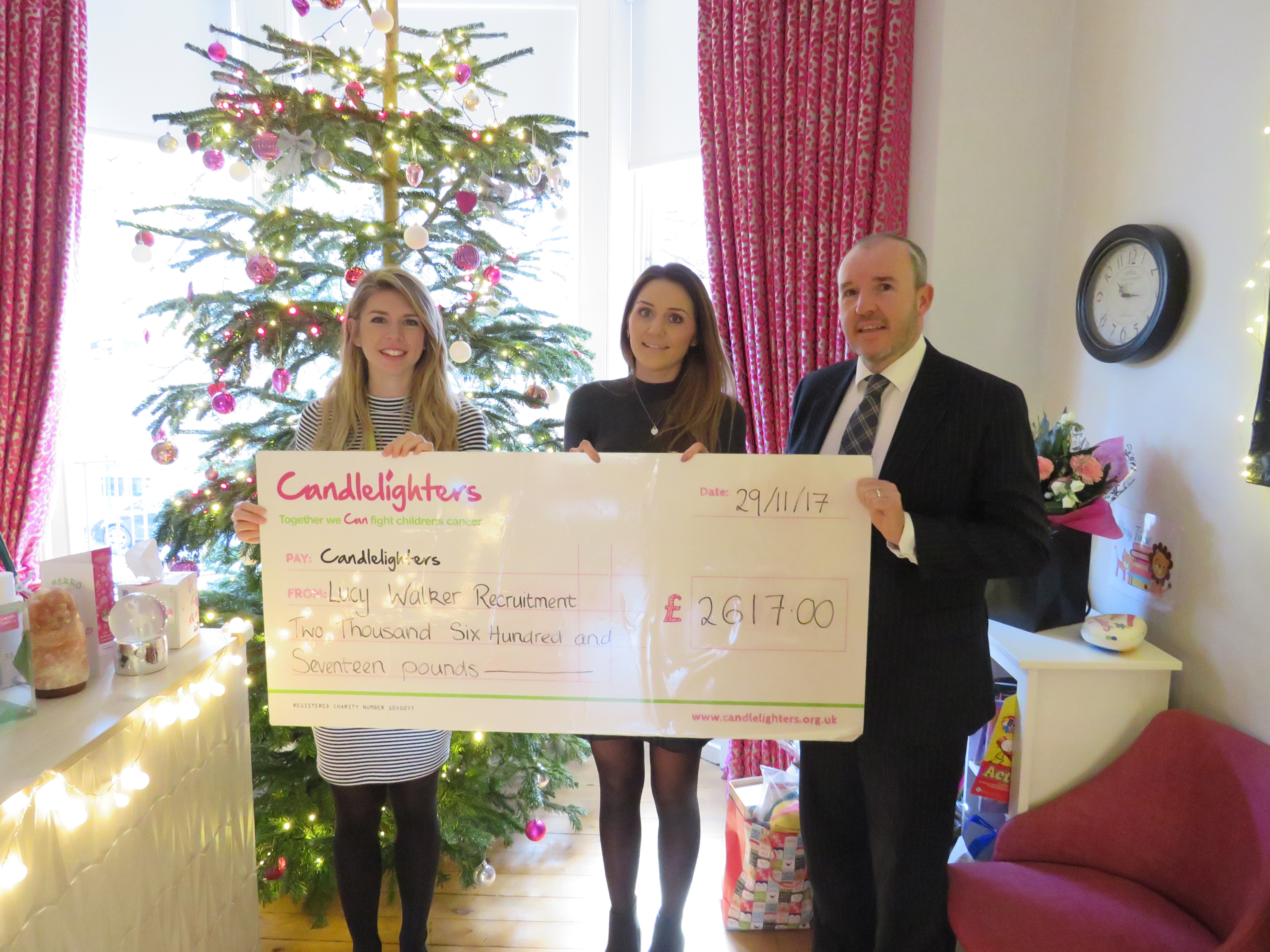 Lucy Walker Recruitment Raise £2617 for Candlelighters Charity as They Mark 25 Years in Business.
